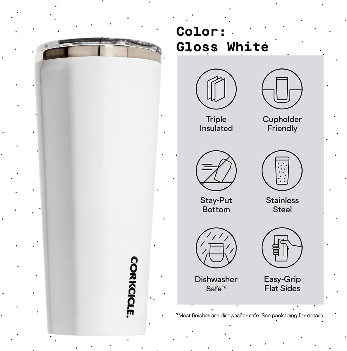Corkcicle Classic Triple Insulated Coffee Mug with Lid, Gloss White, 24 oz – Stainless Steel Travel Tumbler Keeps Beverages Cold 9 hrs, Hot 3hrs – Cupholder Friendly Travel Coffee Tumbler