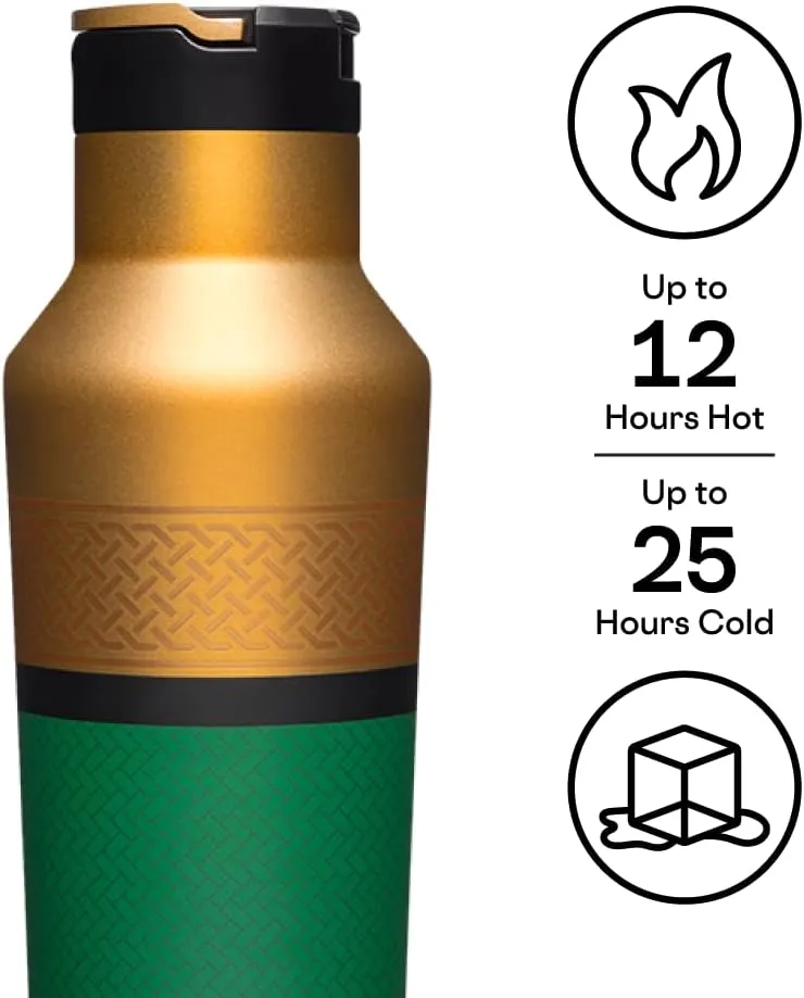 Corkcicle Marvel Loki, Insulated Canteen Travel Water Bottle, Triple Insulated Stainless Steel, Keeps Beverages Cold for 25 Hours or Warm for 12 Hours, BPA-Free, 20 oz