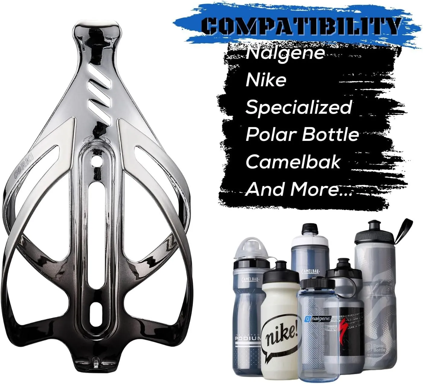 Corki Cycles Bike Water Bottle Holder Aluminum Alloy, Universal Bike Water Bottle Cage for Road, Mountain and Gravel Bikes - 2 Pack - Black&Silver