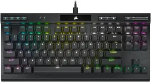 Corsair K70 RGB TKL CHAMPION SERIES Tenkeyless Optical-Mechanical Gaming Keyboard (OPX RGB Keyswitches, PBT Double-Shot Keycaps, Detachable USB-C Cable) QWERTY, NA Layout - Black