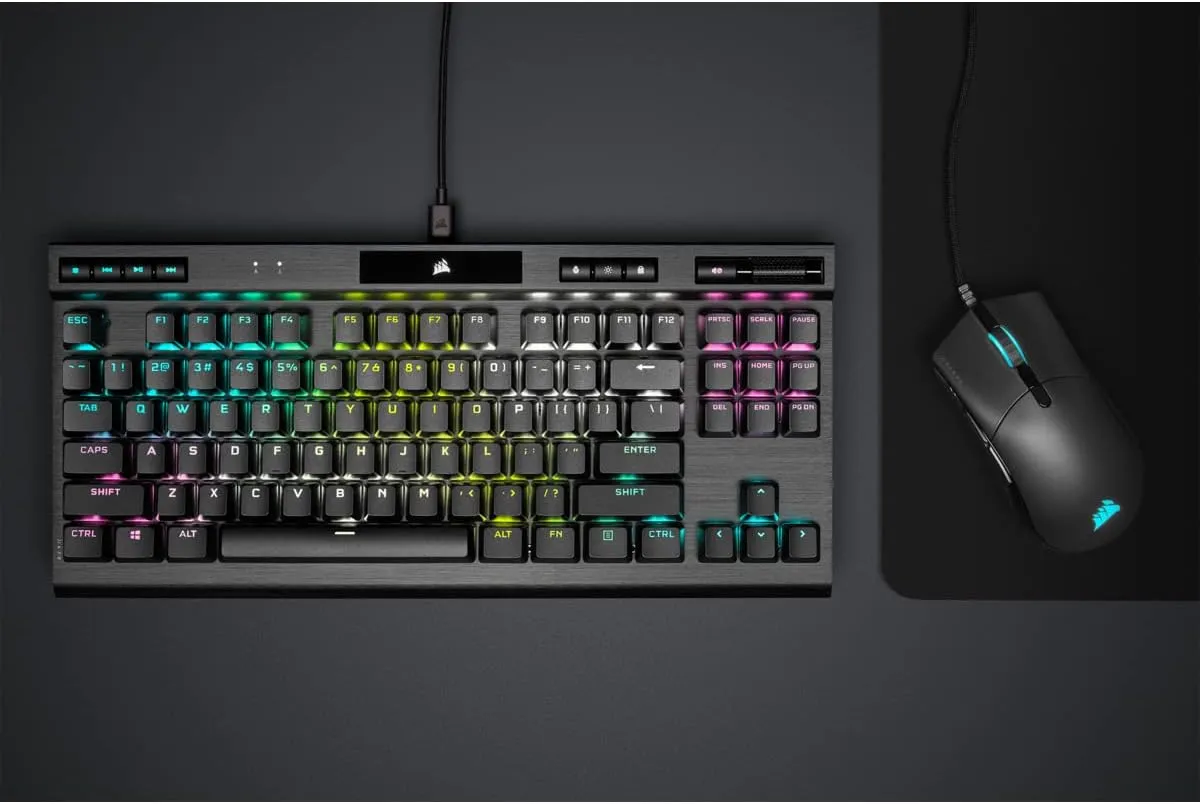 Corsair K70 RGB TKL CHAMPION SERIES Tenkeyless Optical-Mechanical Gaming Keyboard (OPX RGB Keyswitches, PBT Double-Shot Keycaps, Detachable USB-C Cable) QWERTY, NA Layout - Black