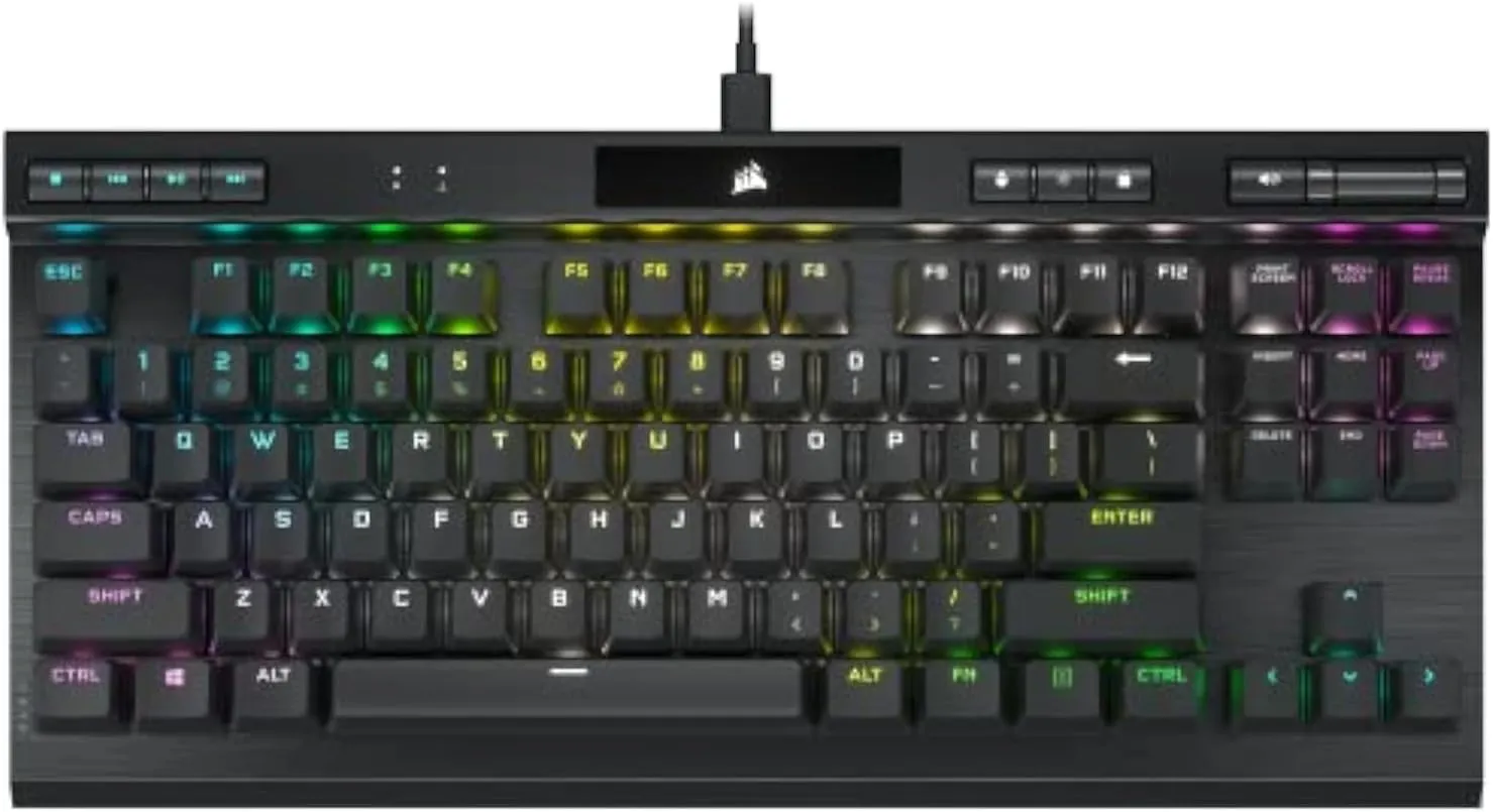 Corsair K70 RGB TKL CHAMPION SERIES Tenkeyless Optical-Mechanical Gaming Keyboard (OPX RGB Keyswitches, PBT Double-Shot Keycaps, Detachable USB-C Cable) QWERTY, NA Layout - Black