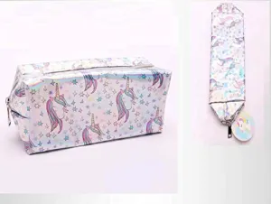 Cosmetic Sequin Women Pouch Wallet Glitter Bling Zip Purse Handbag (Unicorn)