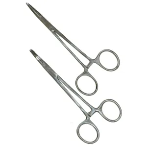 Crawford Tool F25 Straight 5"   Curved 5" Forceps/Hemostat Locking Clamp Set