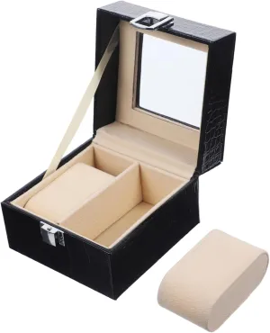 Creative Semi-transparent Single Watch Box Portable Wrist Watch Storage Display Case Flocked Cloth for Outdoor Travel and Daily Organization