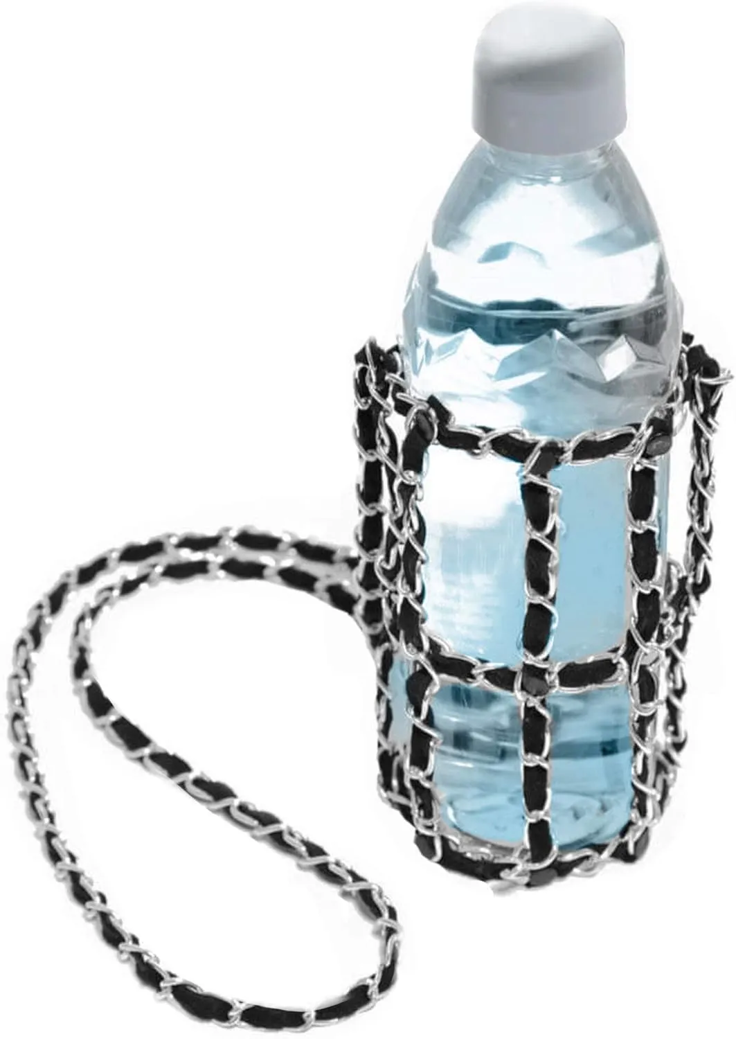 Crochet Chain Water Bottle Holder Purse with Cross Body Shoulder Sling - Standard Size, Also for your Reusable, Hydro Flask Bottle - Choose your favourite Color, Water Bottle Carrier - Also Great Gift