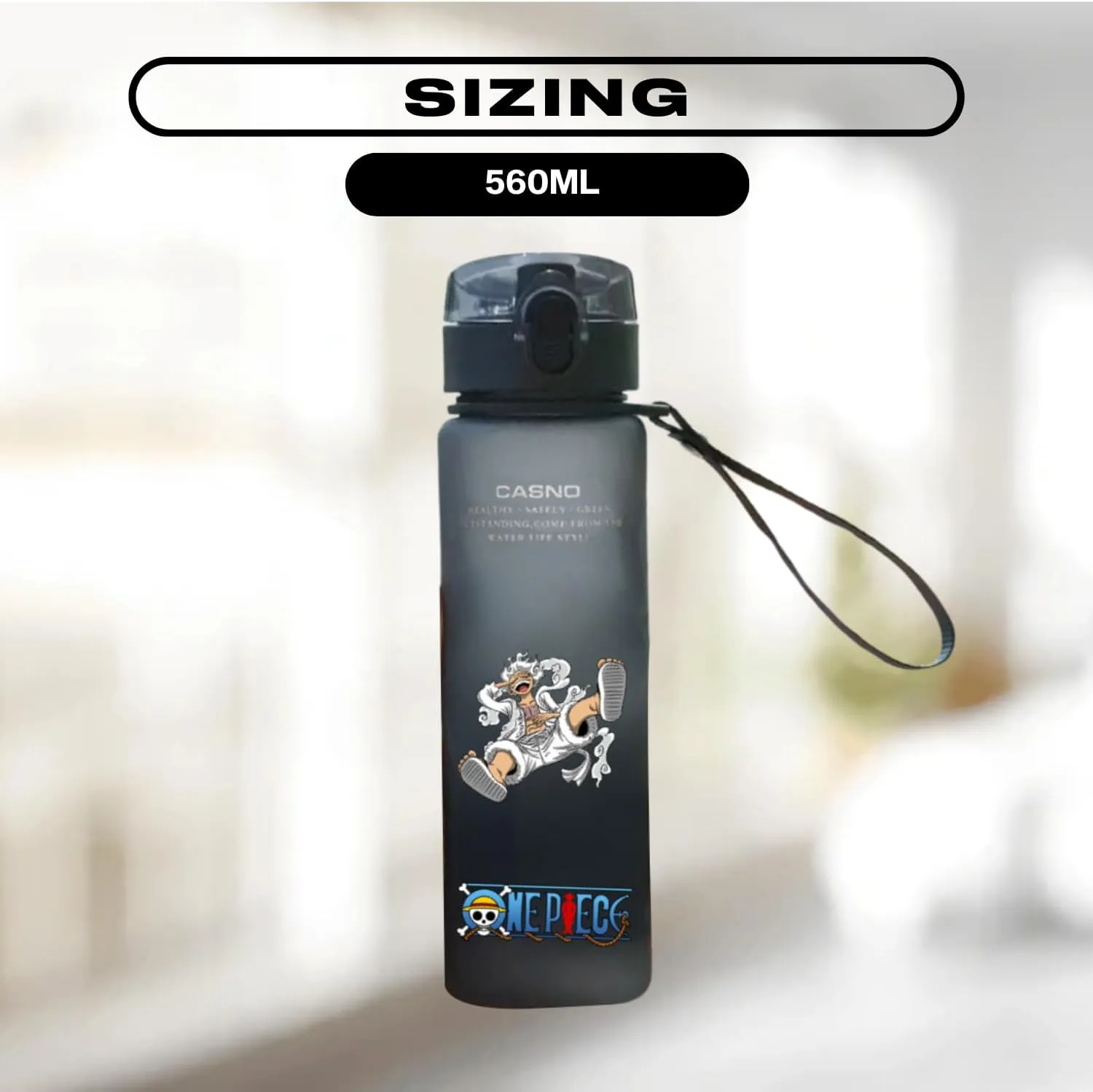 CROWN Anime Water Bottle - Stylish Gallon Water Bottle Leak Proof Water Bottles Gym Sports Travel Running Water Jug Holder (1D)