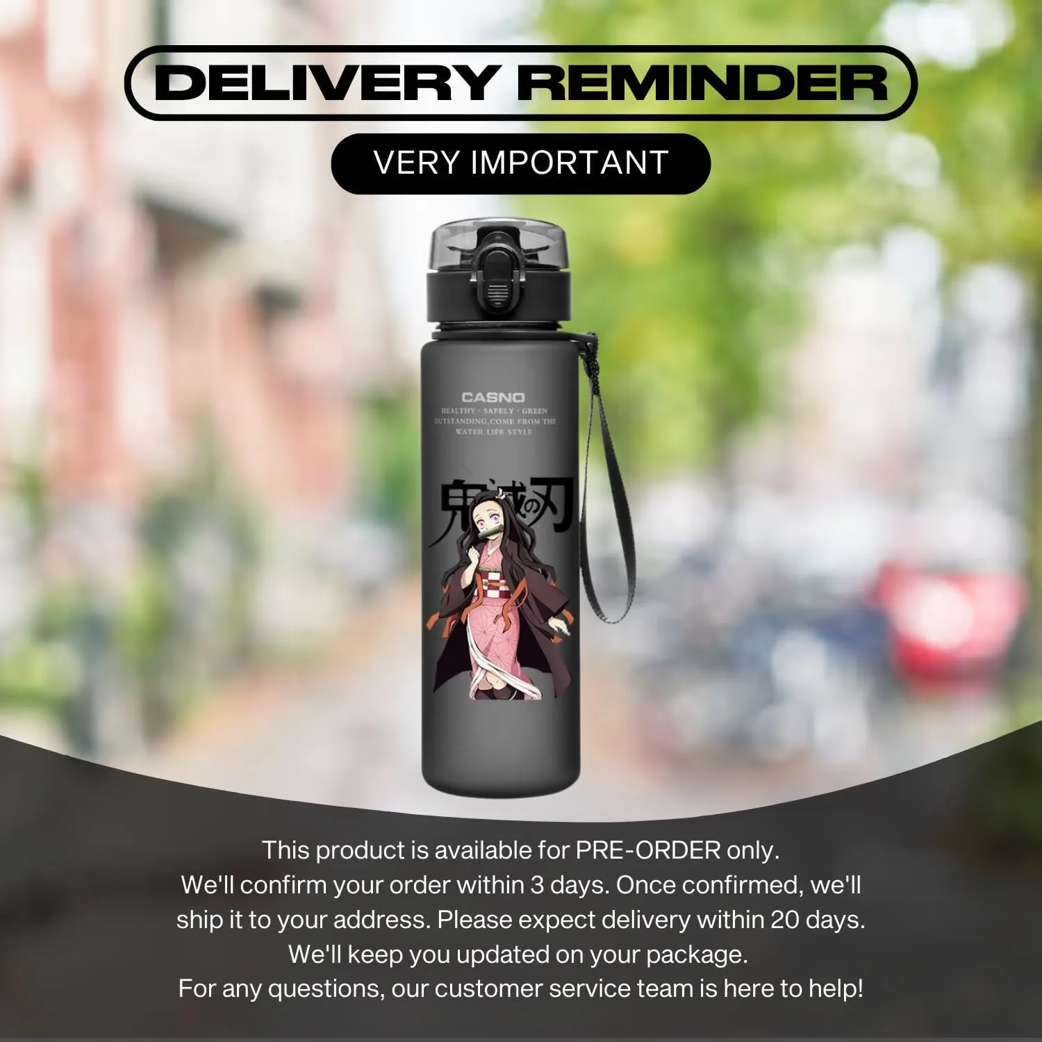 CROWN Anime Water Bottle - Stylish Gallon Water Bottle Leak Proof Water Bottles Gym Sports Travel Running Water Jug Holder (1G)