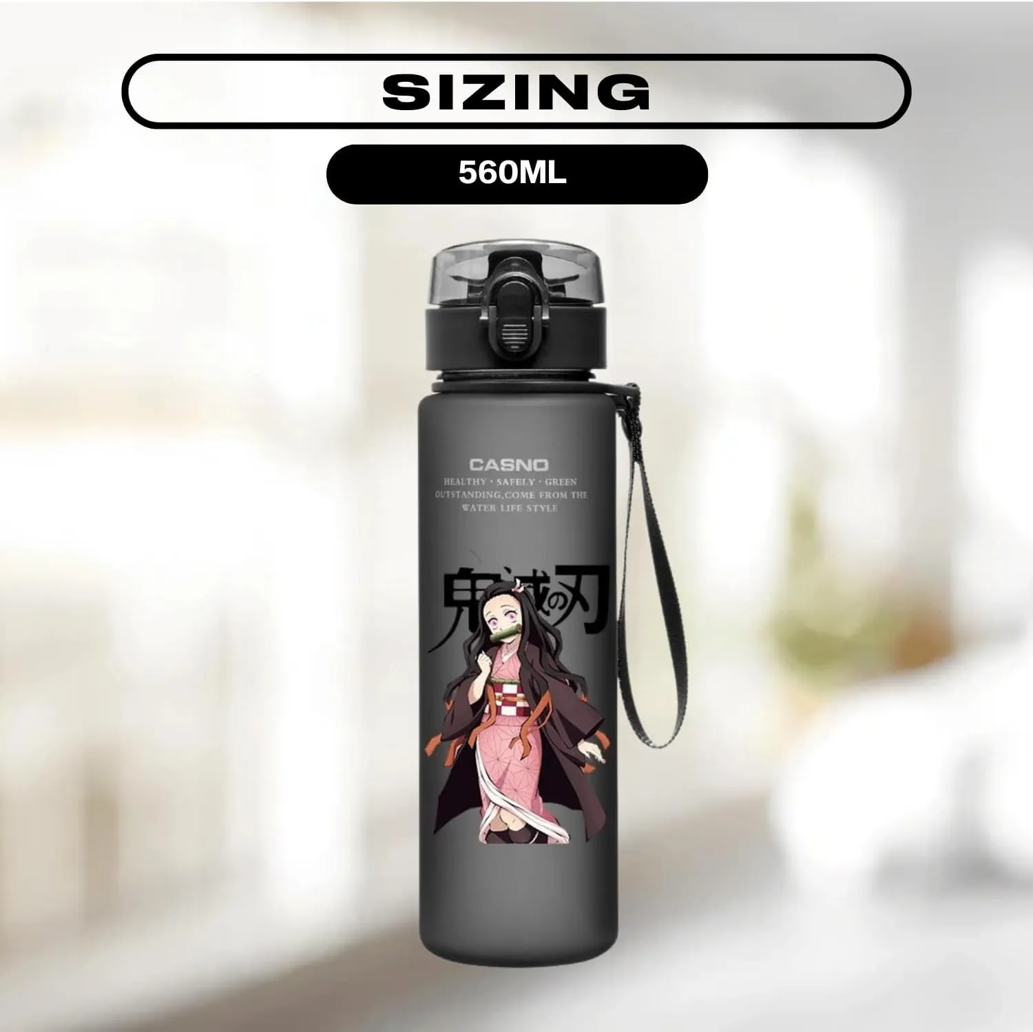 CROWN Anime Water Bottle - Stylish Gallon Water Bottle Leak Proof Water Bottles Gym Sports Travel Running Water Jug Holder (1G)