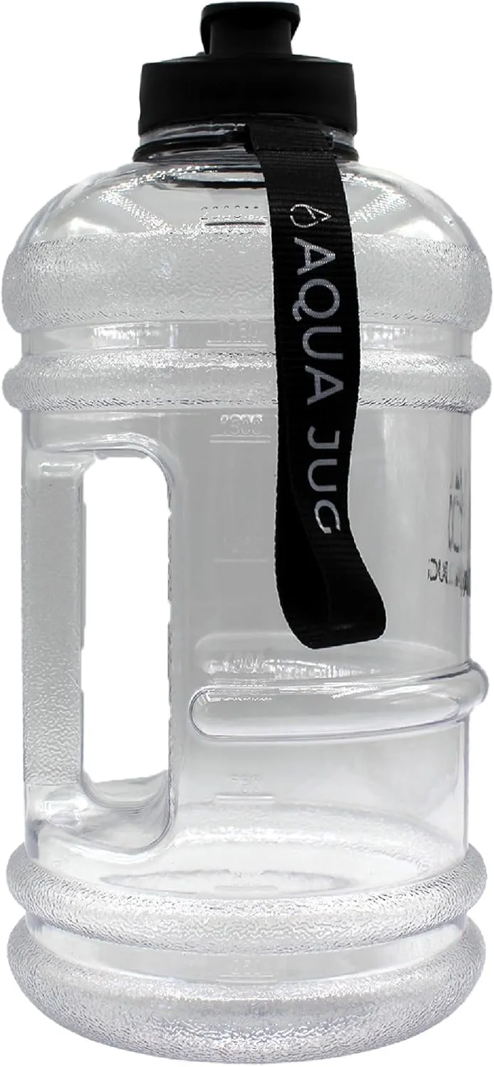 Crystal Clear Big Water Jug, Dishwasher Safe BPA Free 2.2-liter Wide Mouth Travel Sports Gym Water Bottle for Men and Women