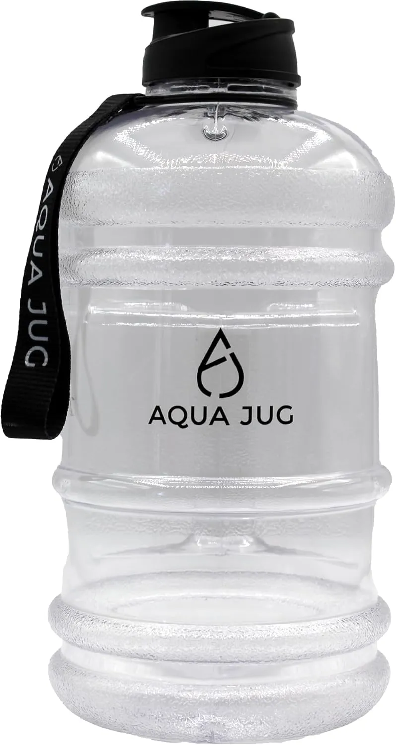 Crystal Clear Big Water Jug, Dishwasher Safe BPA Free 2.2-liter Wide Mouth Travel Sports Gym Water Bottle for Men and Women