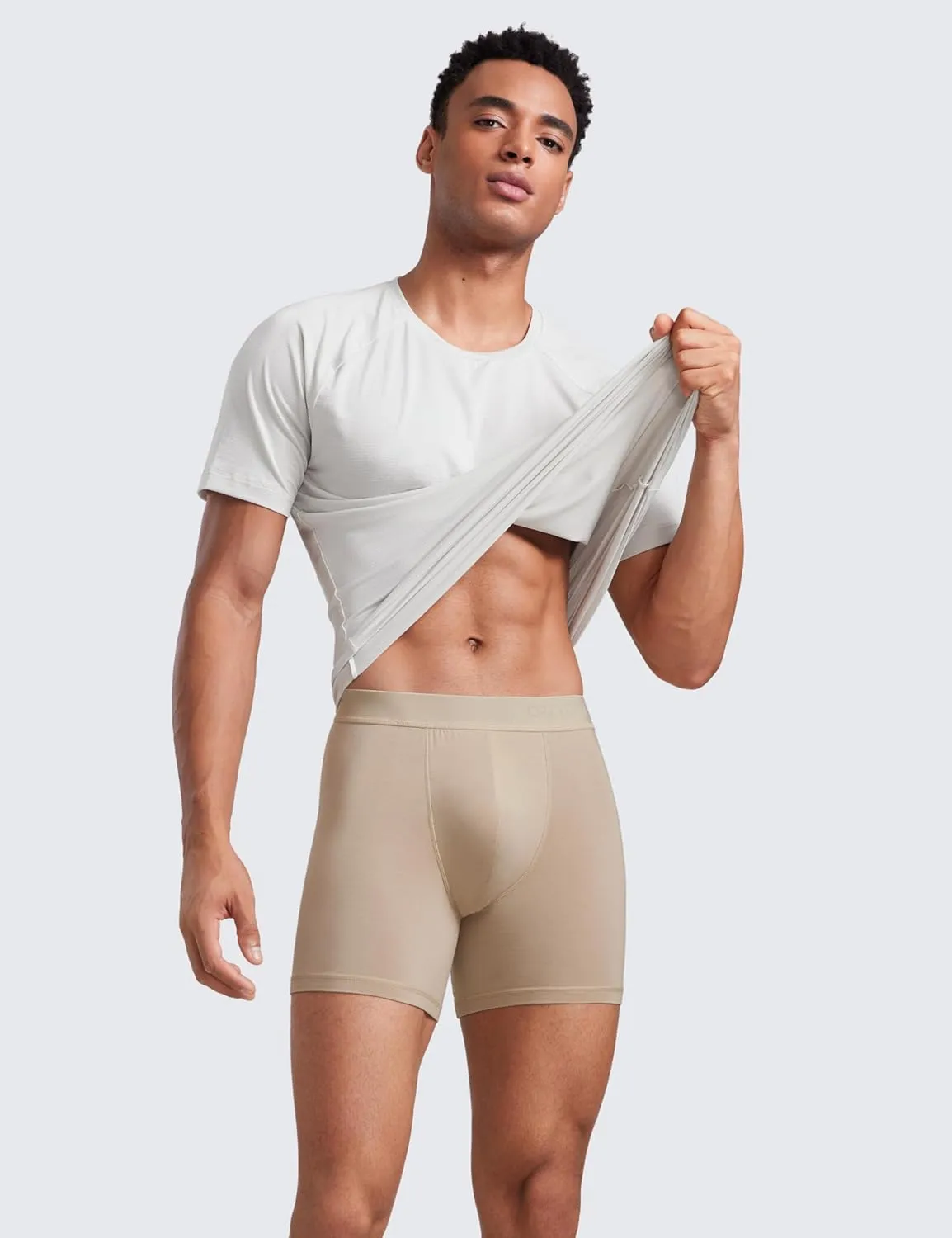 CRZ YOGA Men's Ultra-Soft Modal Boxer Briefs 5" - Double Lined Comfort Moisture Wicking Breathable Stretch Underwear 3-Pack