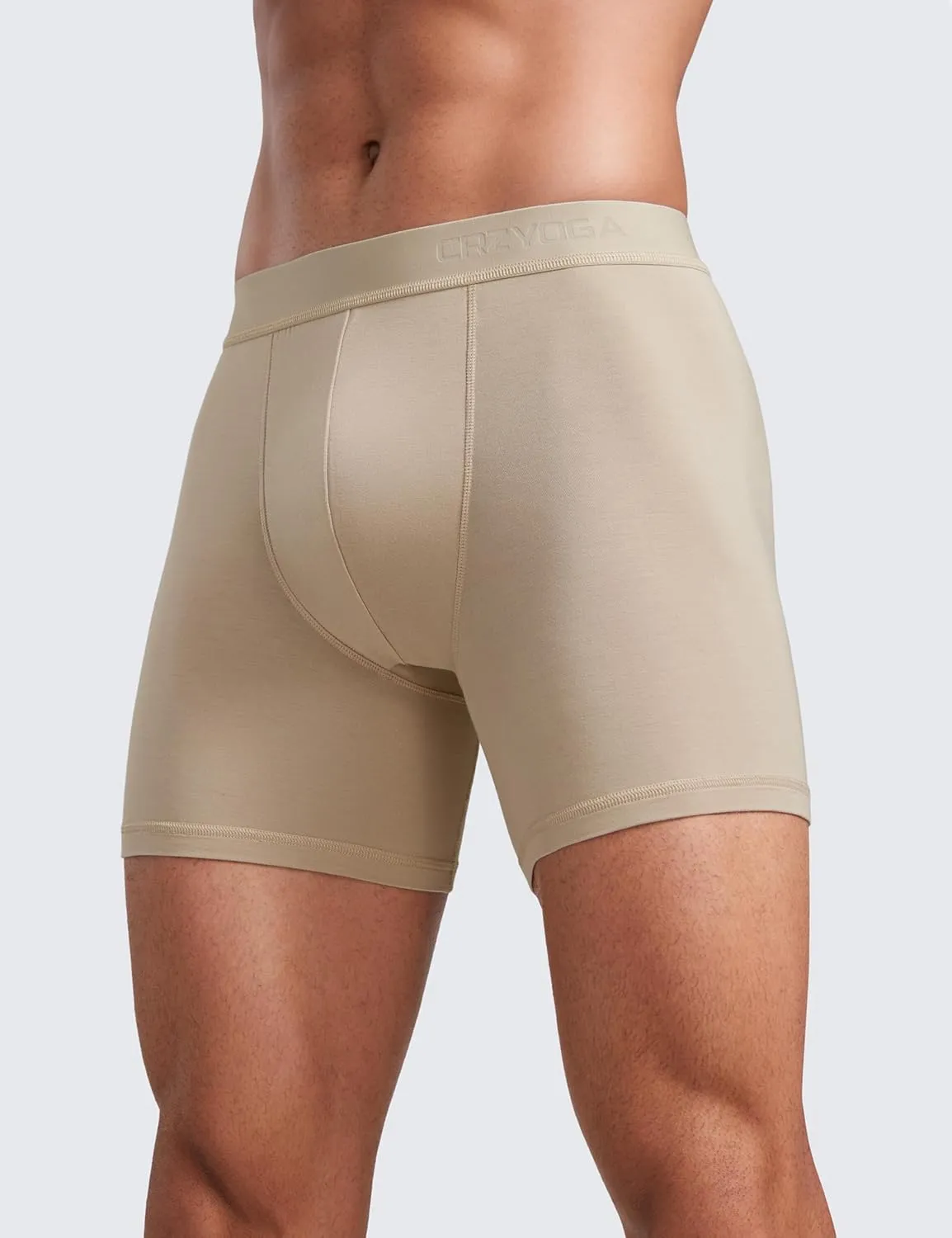 CRZ YOGA Men's Ultra-Soft Modal Boxer Briefs 5" - Double Lined Comfort Moisture Wicking Breathable Stretch Underwear 3-Pack