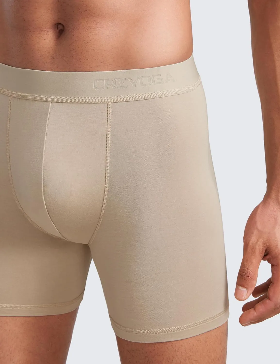 CRZ YOGA Men's Ultra-Soft Modal Boxer Briefs 5" - Double Lined Comfort Moisture Wicking Breathable Stretch Underwear 3-Pack