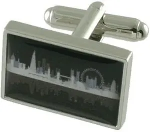 Cuff links London Cufflinks~City Skyline Cufflinks   Hand Made Black Pouch
