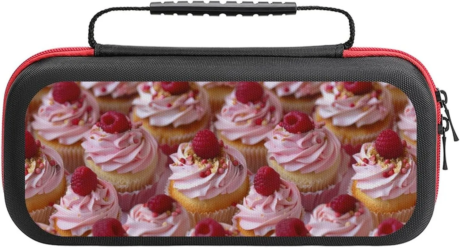 Cupcakes Sweet Food Carrying Case Compatible with Switch Console Portable Protective Pouch Bag for Accessories and Games