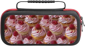Cupcakes Sweet Food Carrying Case Compatible with Switch Console Portable Protective Pouch Bag for Accessories and Games
