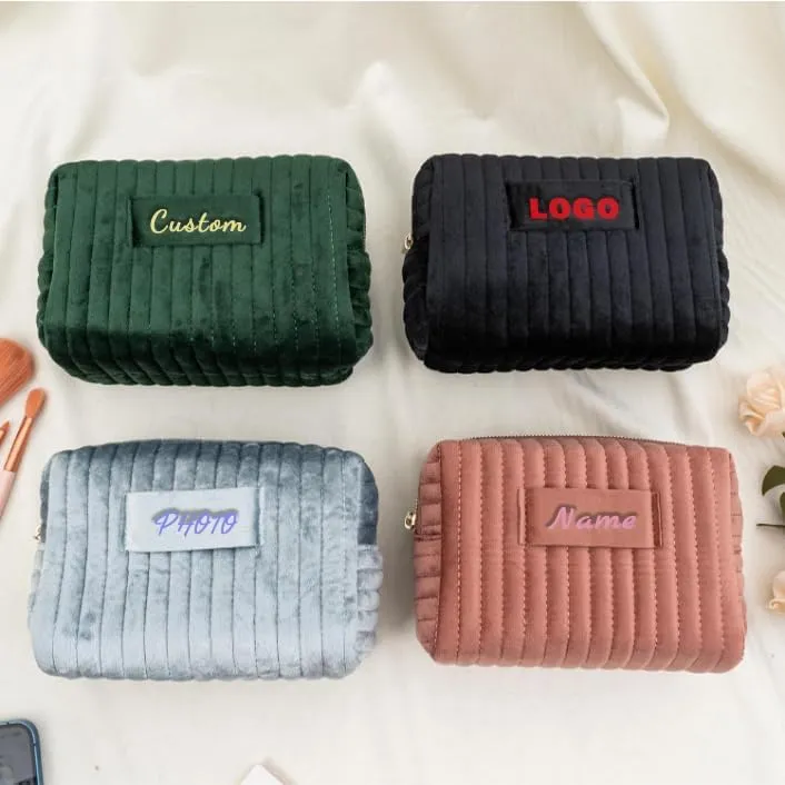Custom Makeup Cosmetic Travel Bag Name Initial Monogram,Persoanlize Make Up Velvet Skin Pouch Purse for Teen Girl Ladies Teacher Bridesmaid Daughter Niece Friend Mom Gift,Mini Capacity Organizer Case