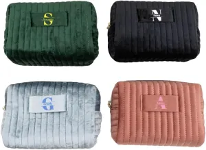 Custom Makeup Cosmetic Travel Bag Name Initial Monogram,Persoanlize Make Up Velvet Skin Pouch Purse for Teen Girl Ladies Teacher Bridesmaid Daughter Niece Friend Mom Gift,Mini Capacity Organizer Case