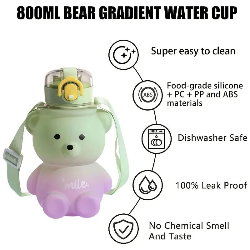 Cute Bear Straw Water Bottle