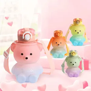 Cute Bear Straw Water Bottle