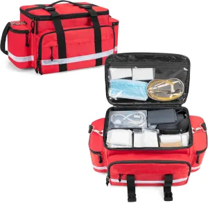 Damero Medical Supplies Bag, Emergency Responder Trauma Bag Medical Bag with Detachable Dividers and Top Buckles, Ideal for EMT, EMS, Paramedics, Red(BAG ONLY)