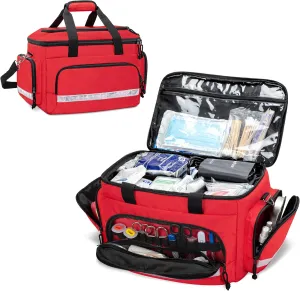 Damero Medical Trauma Bag, First Aid Bags Empty Medical Bag with Detachable Dividers, Ideal for Nurse, Physical Therapists, Doctors, Red (BAG ONLY)