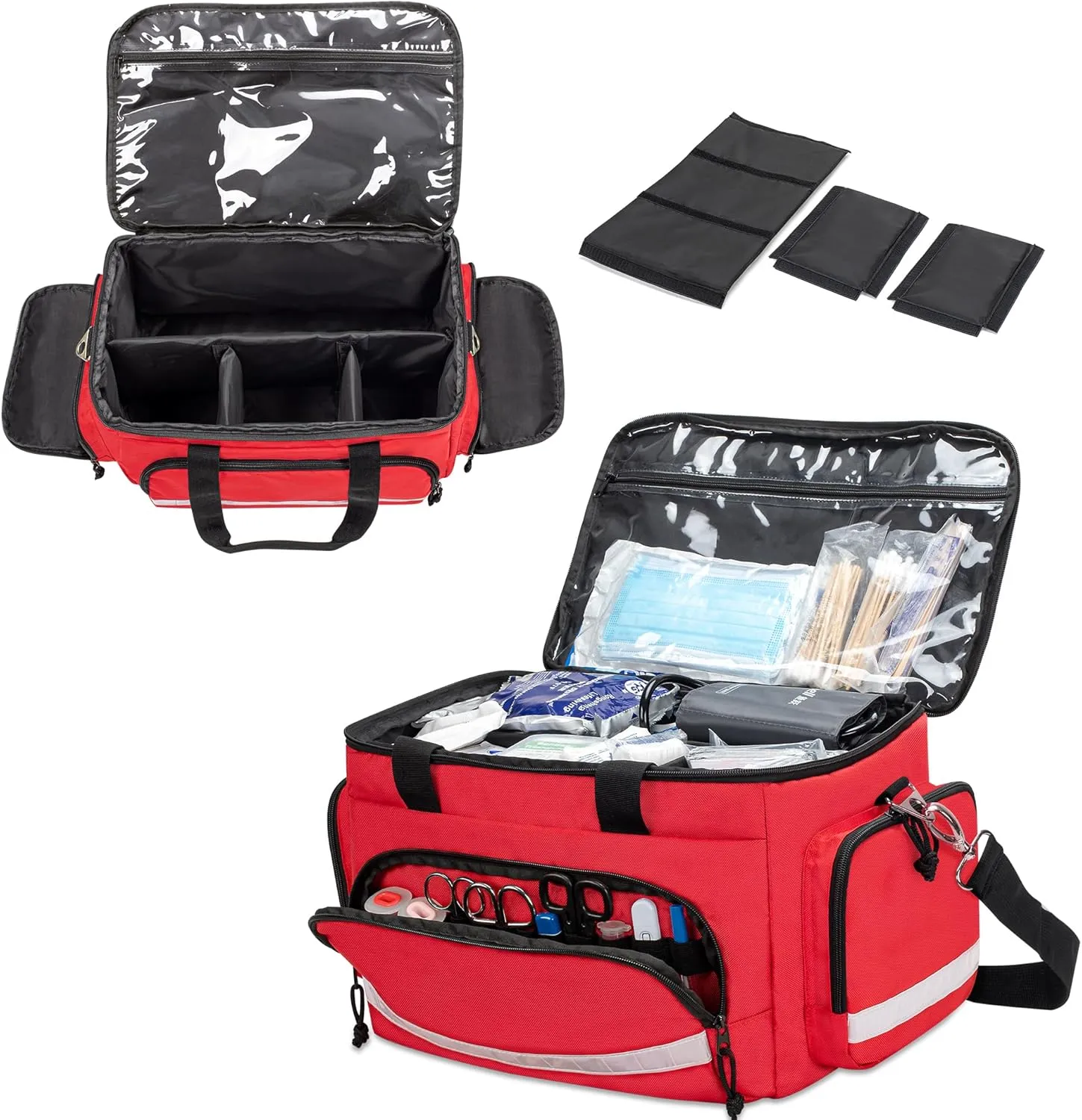 Damero Medical Trauma Bag, First Aid Bags Empty Medical Bag with Detachable Dividers, Ideal for Nurse, Physical Therapists, Doctors, Red (BAG ONLY)