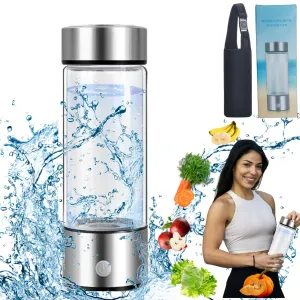 Dareen Hydrogen Water Bottle - Alkaline Ionizer Generator 420ML with 1400 PPB- SPE PEM Technology Portable Anti-Oxidation and Anti-Aging, Silver