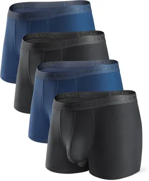 DAVID ARCHY Men's Soft Underwear Micro Modal Dual Pouch Trunks Ball Pouch Bulge Enhancing Boxer Briefs for Men 3 or 4 Pack