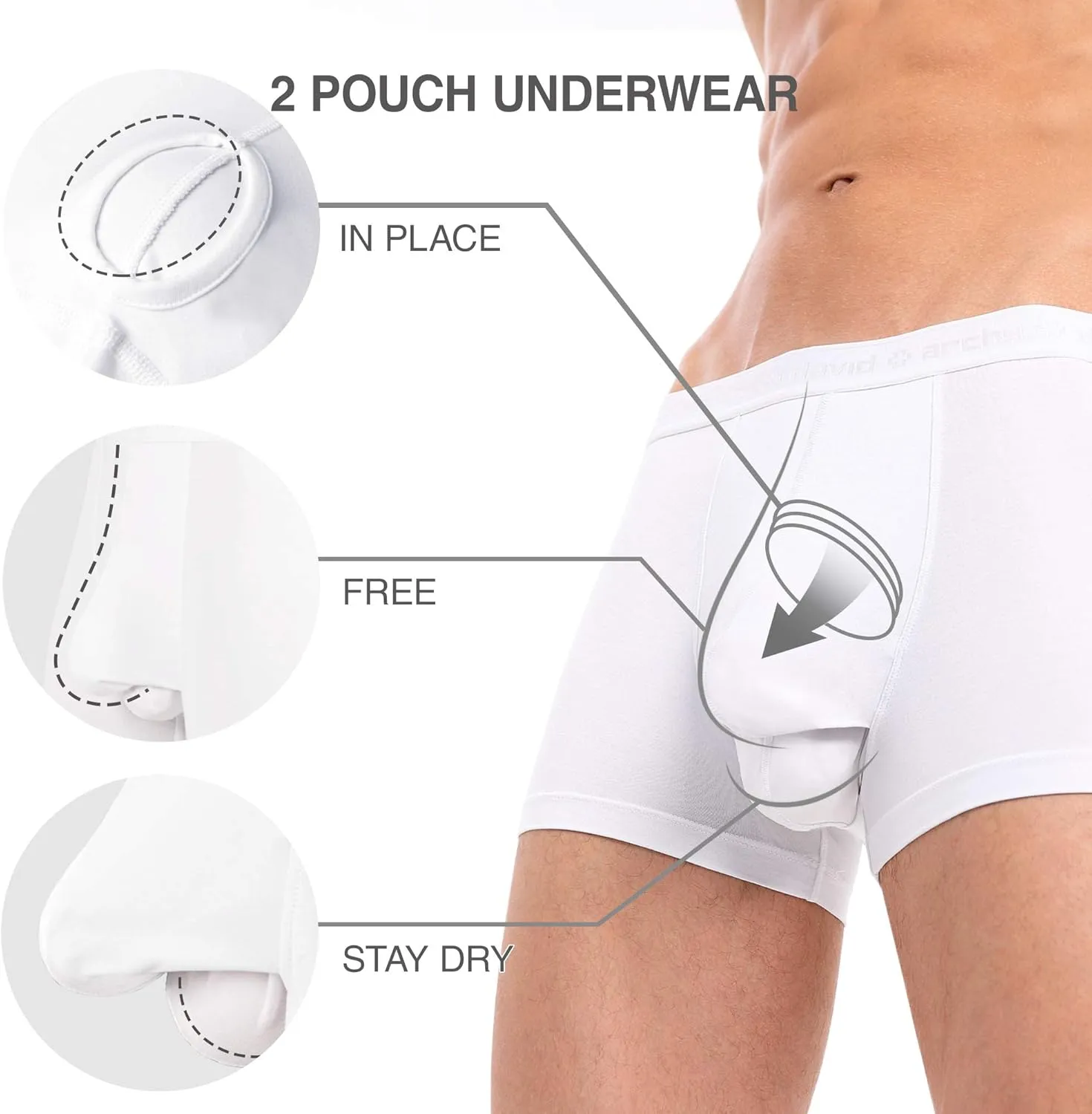 DAVID ARCHY Men's Soft Underwear Micro Modal Dual Pouch Trunks Ball Pouch Bulge Enhancing Boxer Briefs for Men 3 or 4 Pack