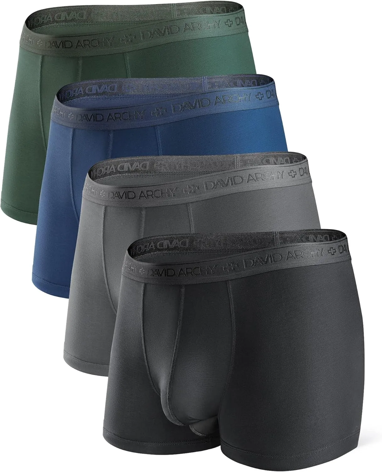 DAVID ARCHY Men's Soft Underwear Micro Modal Dual Pouch Trunks Ball Pouch Bulge Enhancing Boxer Briefs for Men 3 or 4 Pack