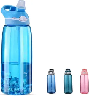 DEARART 32oz Light Blue Water Bottles With Straw, Clear Water Bottle BPA FREE Leakproof Has Handle Easy Carried, Suit Sports School Gym Office Walk Work etc.