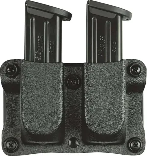 DeSantis Quantico Double Mag Pouch, Fits Glock 17, 19, 22, 23, 31, 32, 36, 37, 38, Double Stack 9mm/40cal, 100% Kydex Magazine Holder, Ambidextrous, Black