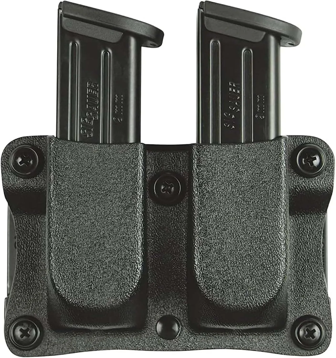 DeSantis Quantico Double Mag Pouch, Fits Glock 17, 19, 22, 23, 31, 32, 36, 37, 38, Double Stack 9mm/40cal, 100% Kydex Magazine Holder, Ambidextrous, Black