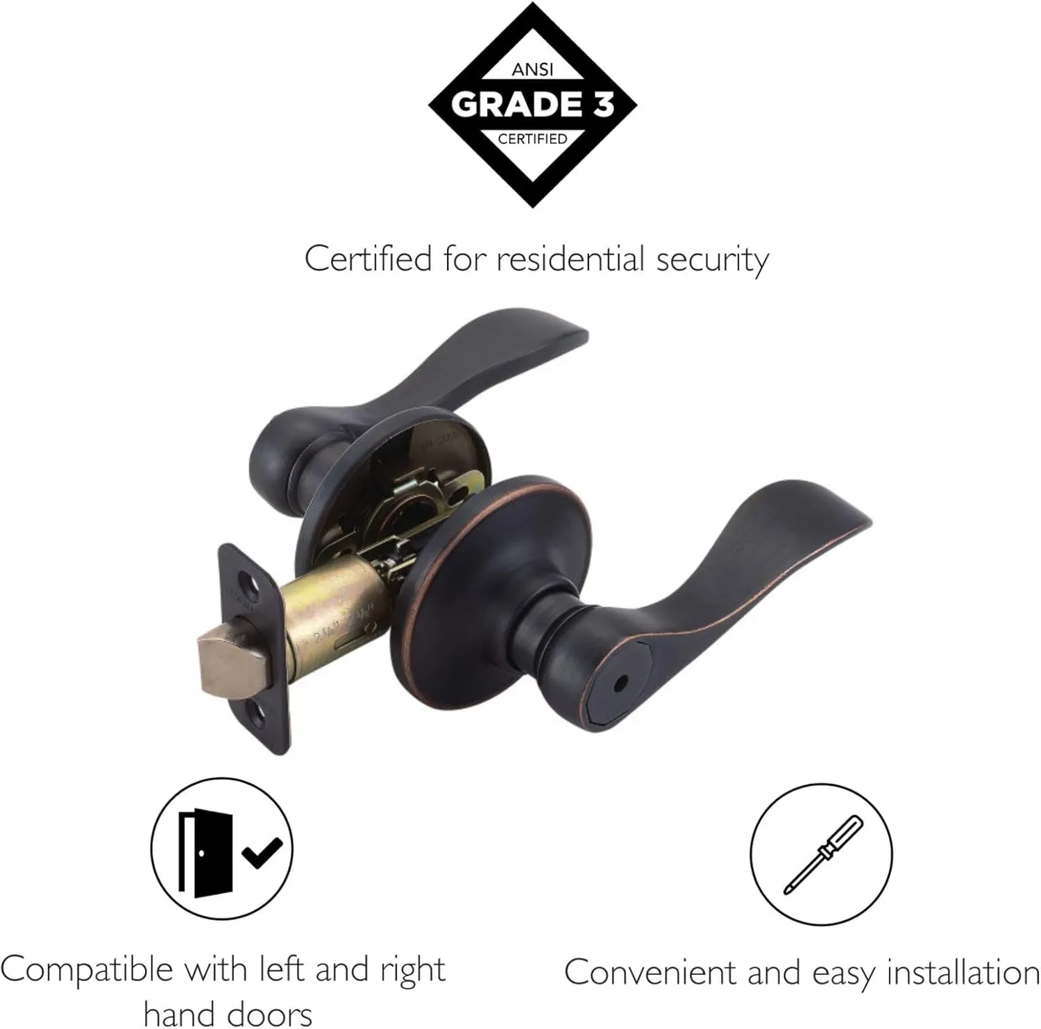 Design House 700534 Springdale Privacy Bed and Bath Door Lever Oil Rubbed Bronze