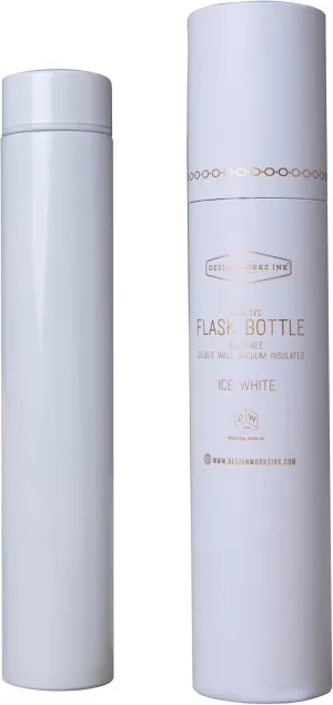 DesignWorks Ink Double Walled Vacuum Insulated BPA-Free Stainless Steel Slim Leakproof Bottle/Thermo Flask for Water/Cocktails/Juices/Smoothies and More - 8 Ounce, Ice White