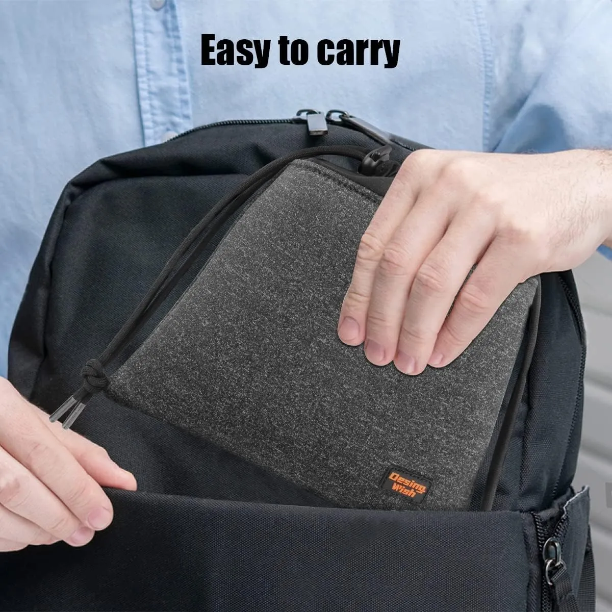Desing Wish Lightweight Headphone Storage Bag, Portable Headset Carrying Pouch Headphone Case Bag Soft Travel Pouch for Over-Ear Headphones/Gaming Headsets/Neckband Earbuds (Small Grey)