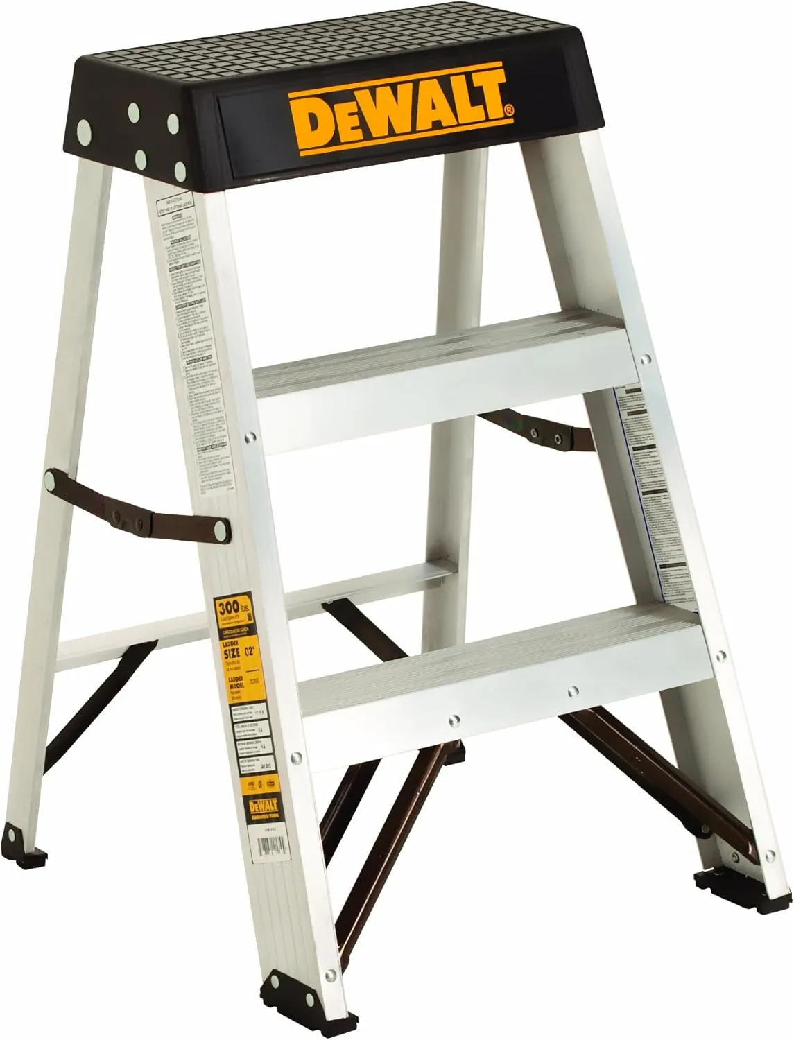 DeWalt 2-Foot Aluminum Step Stool Industrial, 300-Pound Load Capacity, Type IA, DXL2010-02
