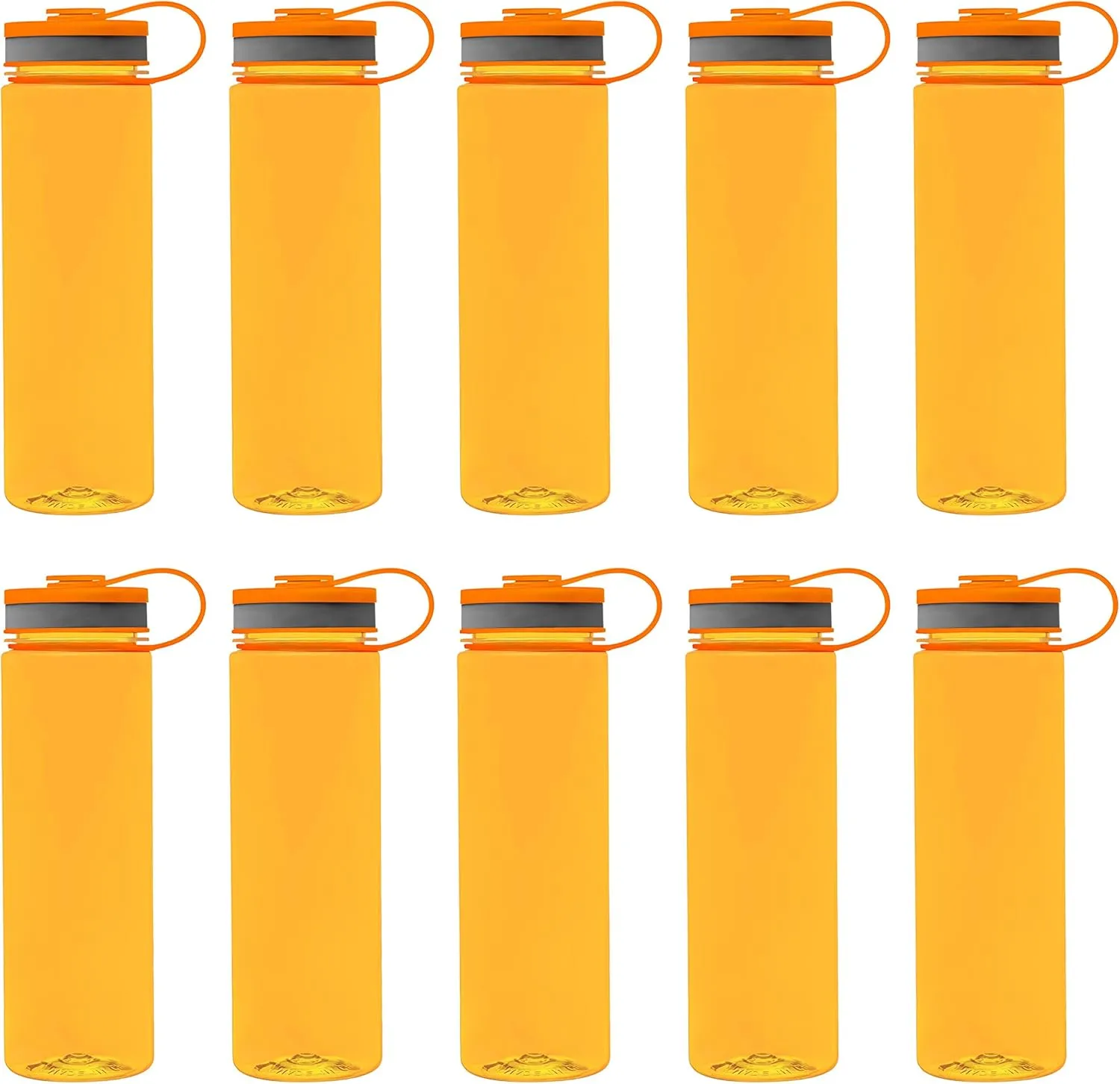 DISCOUNT PROMOS Wide Mouth Water Bottles 26 oz. Set of 10, Bulk Pack - BPA Free, Great for Gym, Camping, Backpacking, School - Orange