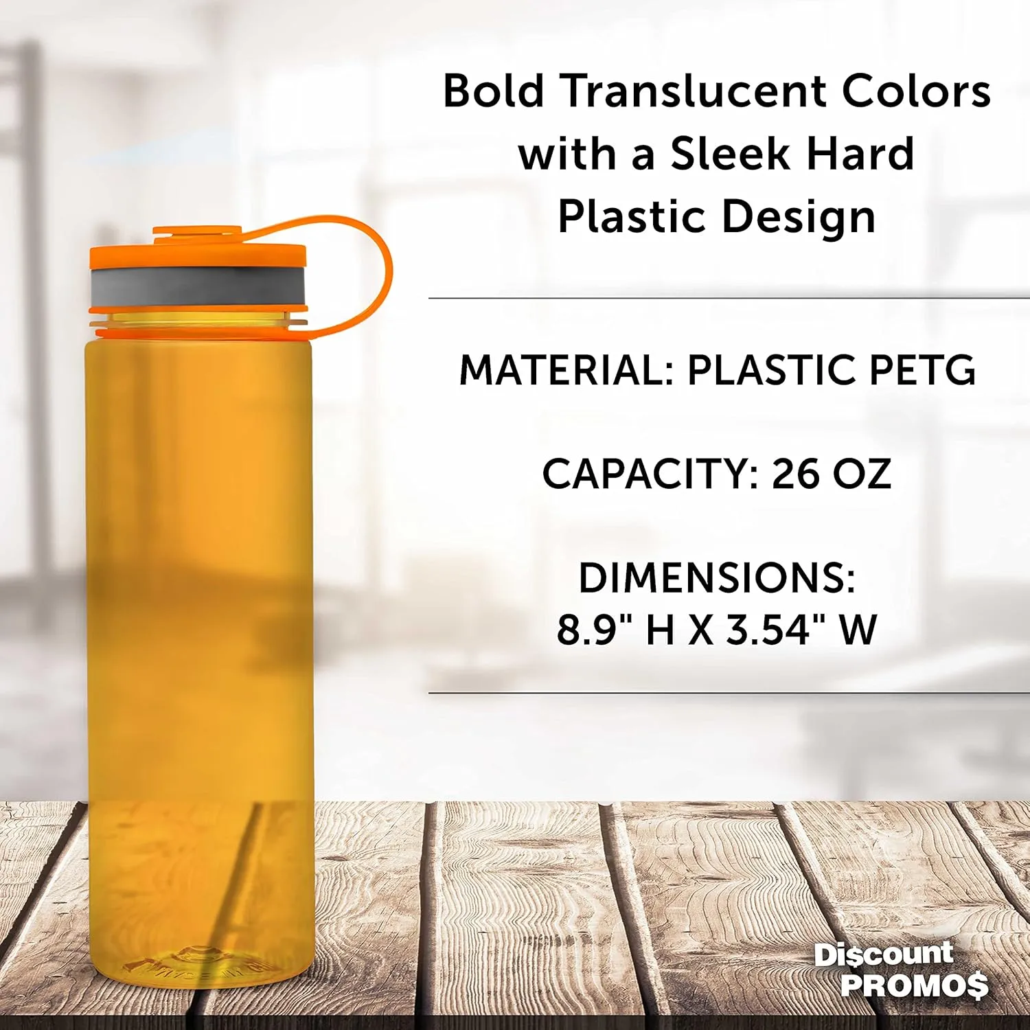 DISCOUNT PROMOS Wide Mouth Water Bottles 26 oz. Set of 10, Bulk Pack - BPA Free, Great for Gym, Camping, Backpacking, School - Orange