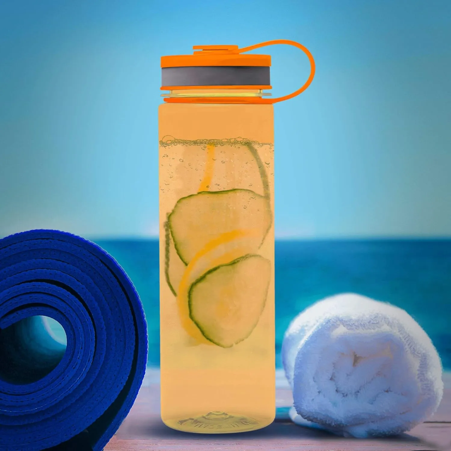 DISCOUNT PROMOS Wide Mouth Water Bottles 26 oz. Set of 10, Bulk Pack - BPA Free, Great for Gym, Camping, Backpacking, School - Orange