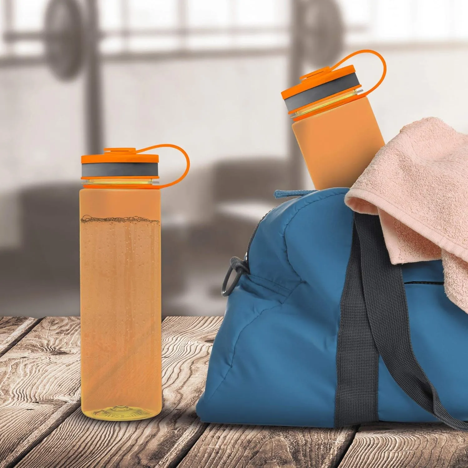 DISCOUNT PROMOS Wide Mouth Water Bottles 26 oz. Set of 10, Bulk Pack - BPA Free, Great for Gym, Camping, Backpacking, School - Orange
