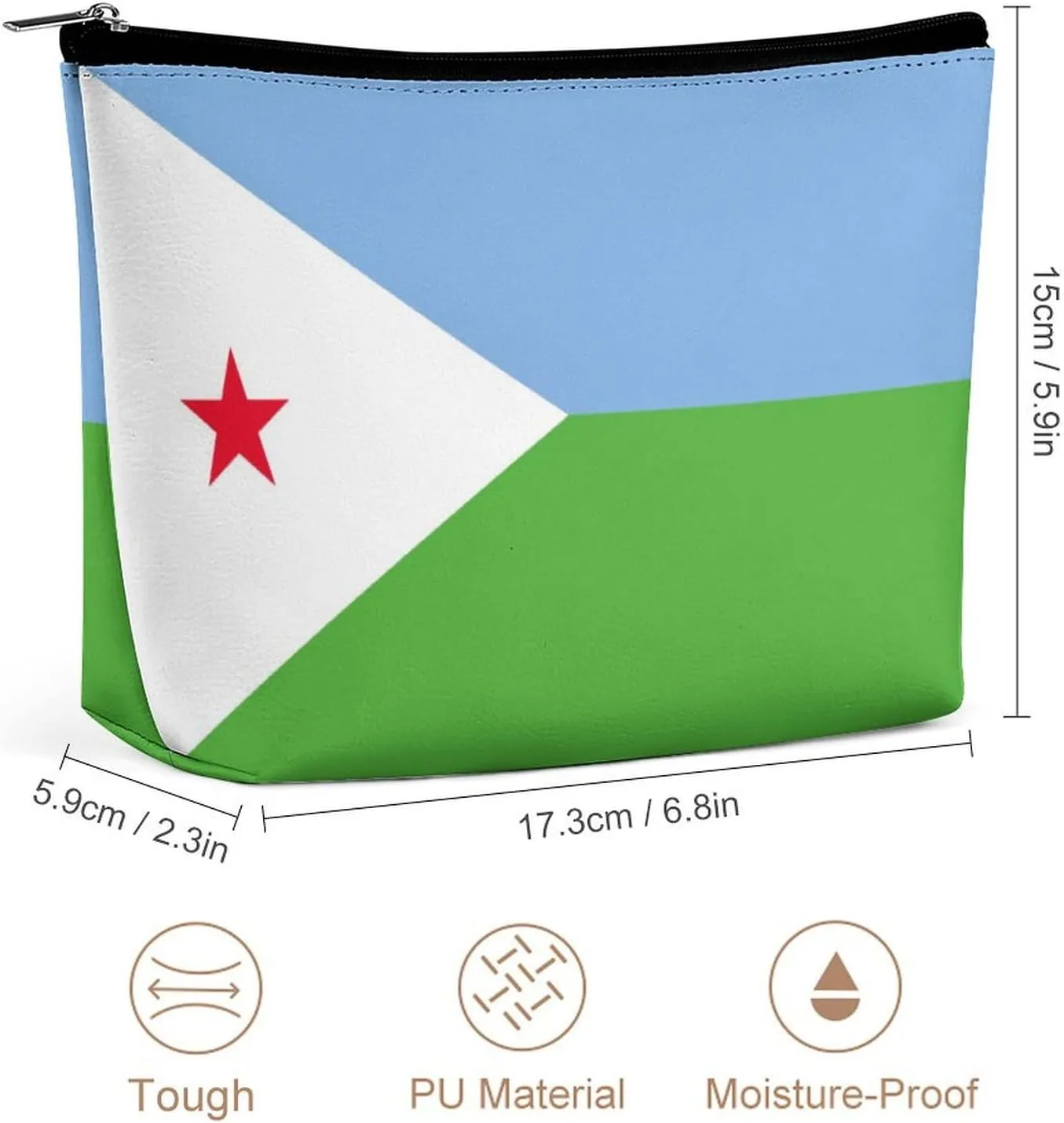 Djiboutian Flag Makeup Bag for Purse Travel Cosmetic Organizer for Women Girls