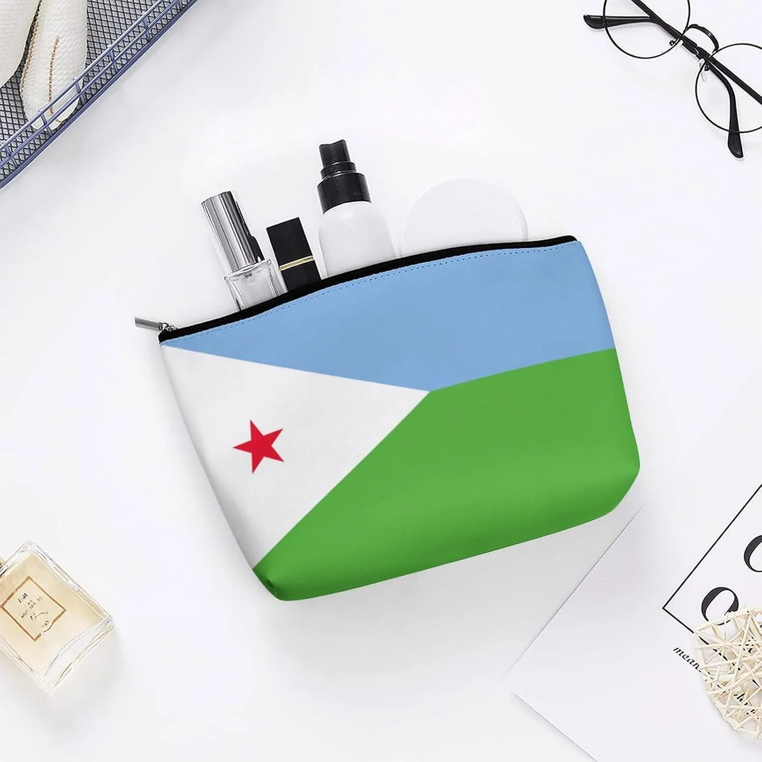 Djiboutian Flag Makeup Bag for Purse Travel Cosmetic Organizer for Women Girls