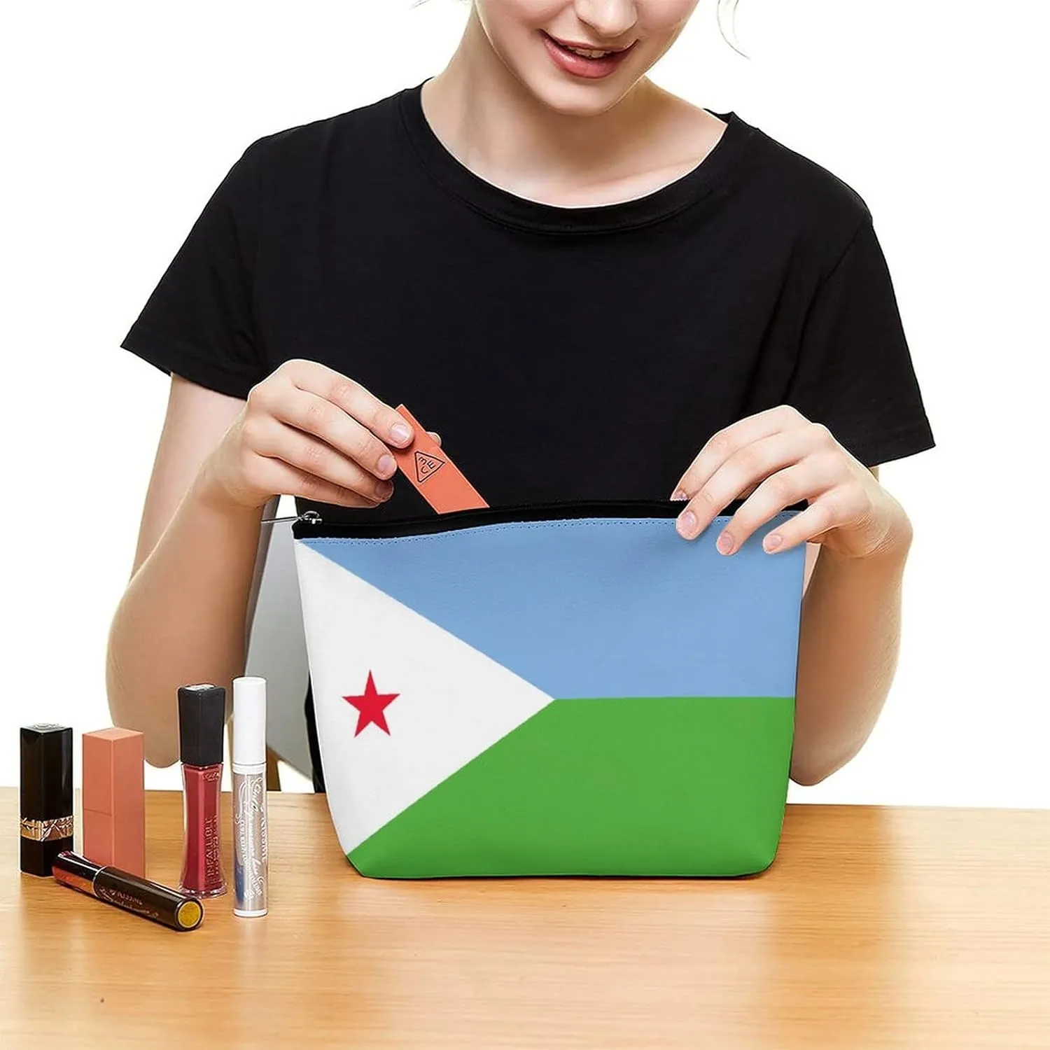 Djiboutian Flag Makeup Bag for Purse Travel Cosmetic Organizer for Women Girls