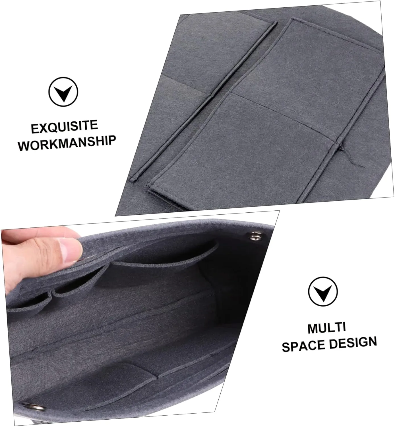 DOITOOL Capacity Outdoor Women Simple Versatile Multipurpose for Liner Large Portable Insert Purse Handbag, Grey, 32X31.5X7CM