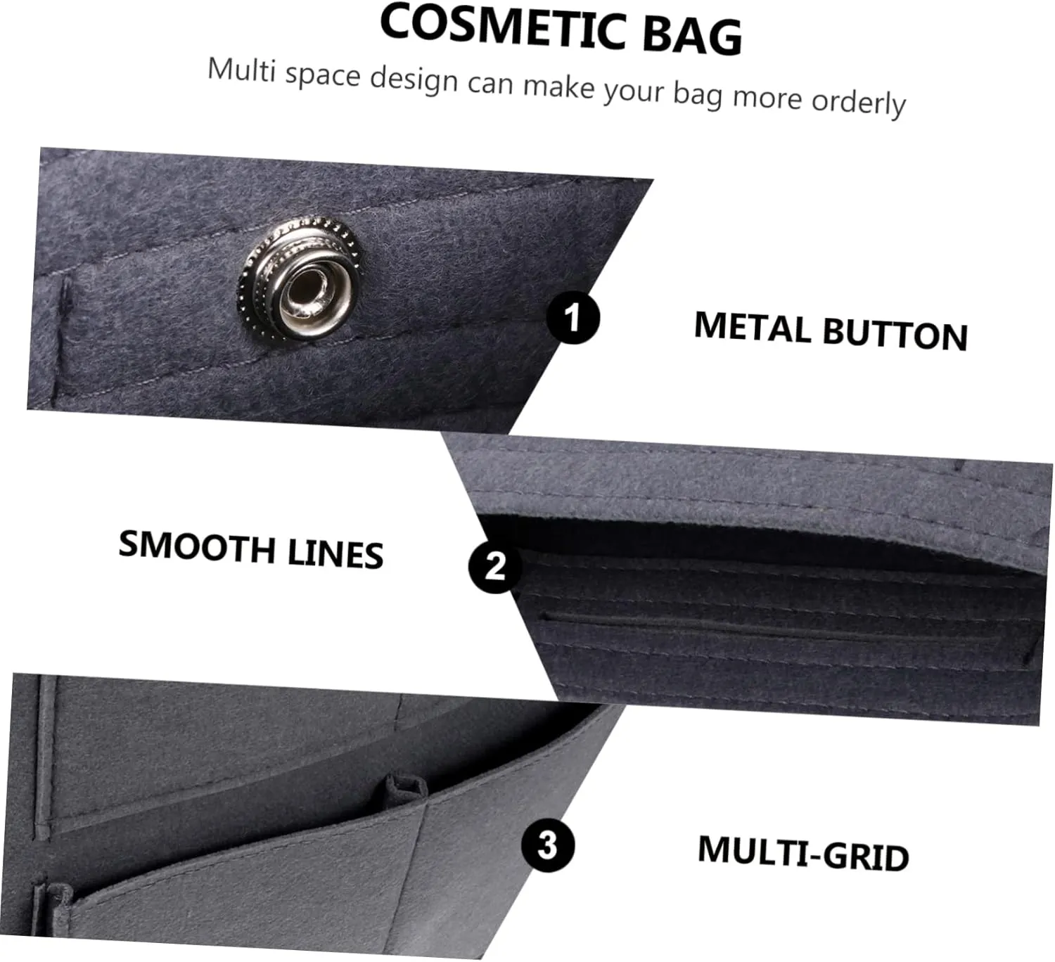 DOITOOL Capacity Outdoor Women Simple Versatile Multipurpose for Liner Large Portable Insert Purse Handbag, Grey, 32X31.5X7CM