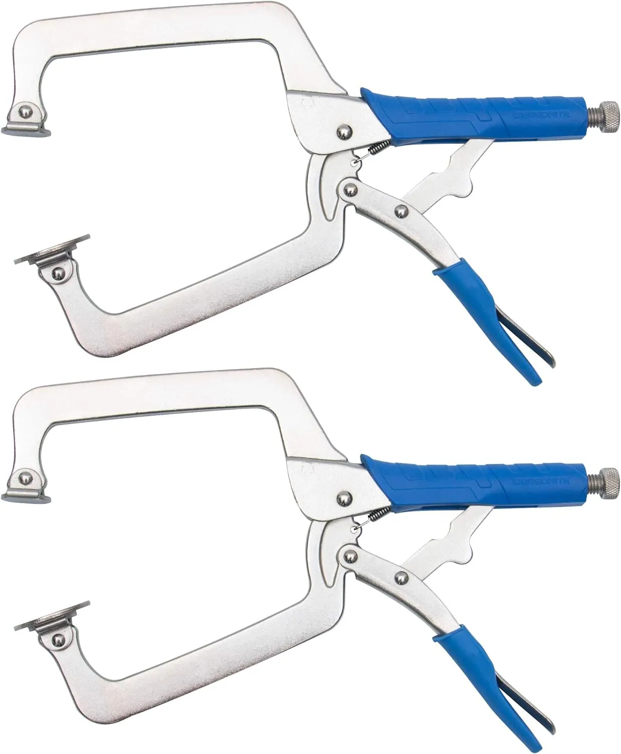 DRAGONITE Heavy Duty C Clamp, Vise Grip Locking Pliers With Swivel Pads, 18 Inch Face Clamp for Woodworking, Welding and Pocket Hole Joinery, 2 Piece