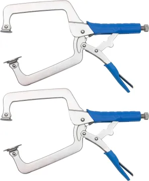 DRAGONITE Heavy Duty C Clamp, Vise Grip Locking Pliers With Swivel Pads, 18 Inch Face Clamp for Woodworking, Welding and Pocket Hole Joinery, 2 Piece